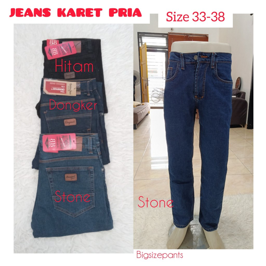 Size 33 - 38 CELANA JEANS SUPER JUMBO COWOK PRIA /CELANA BIG SIZE PRIA