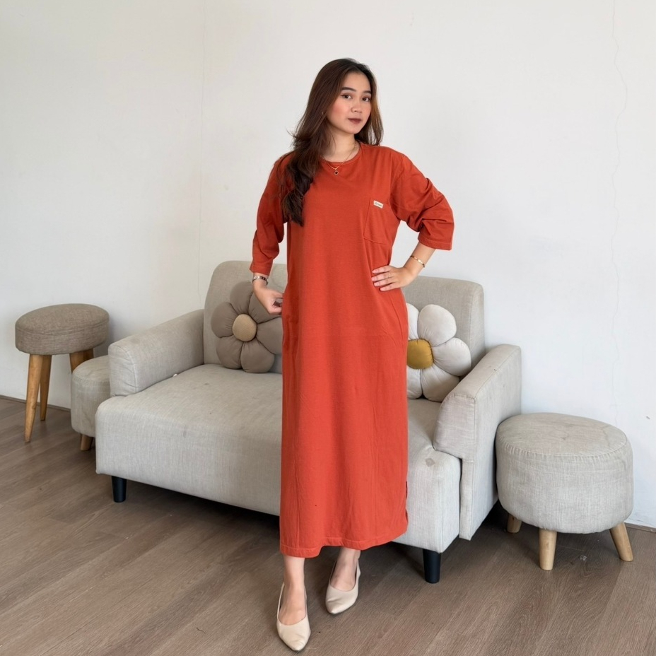 RAABIHA I Kyla Dress Shirt | Kaos Dress Wanita Muslim Remaja| Midi Tunik Combad 30s | Mididress Musl