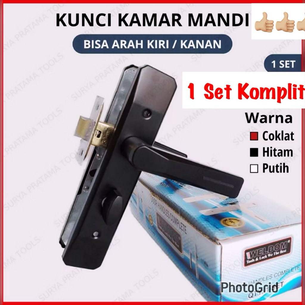 KUNCI HANDLE PINTU KAMAR MANDI terlaris kunci pintu kamar mandi toilet warna hitam handle pintu kama