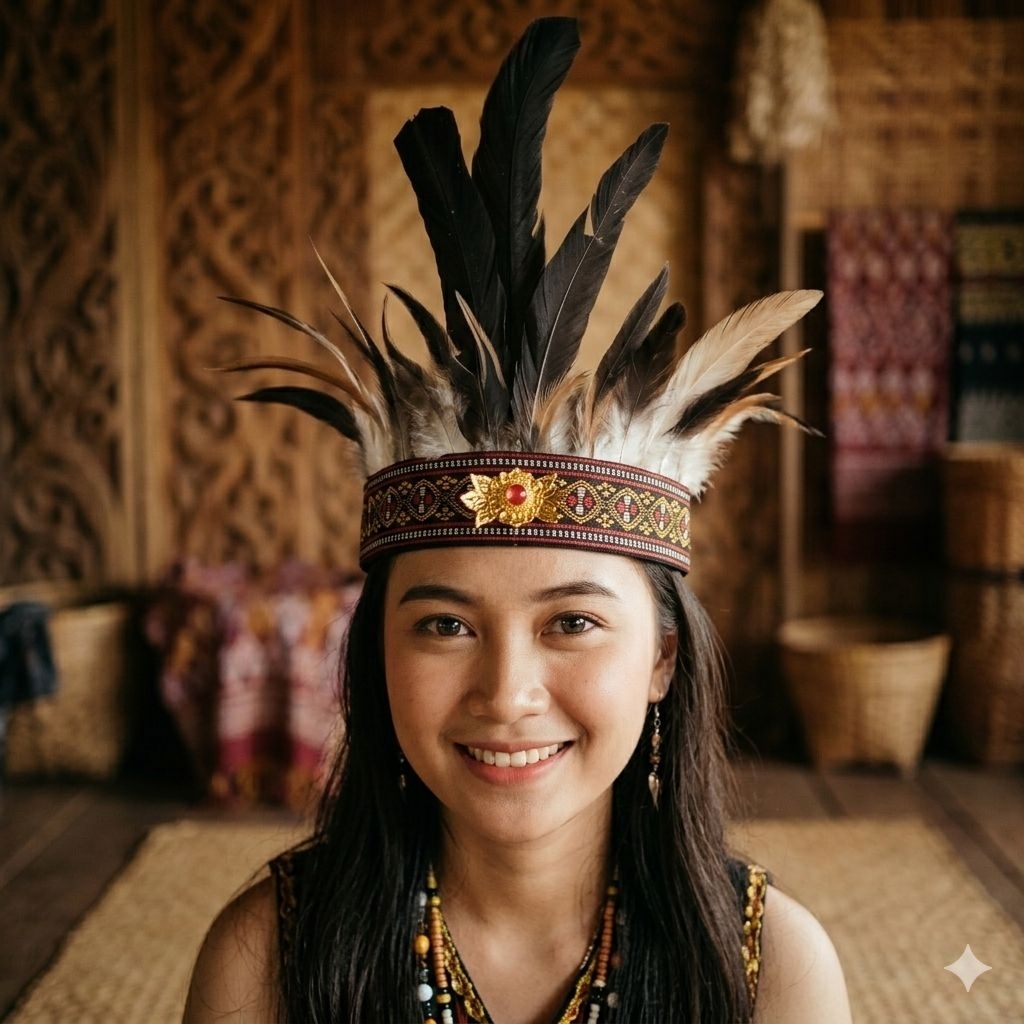 Bando Bulu Ikat Kepala Adat Etnik Dayak Aksesoris Rambut Dayak Tari Tradisional