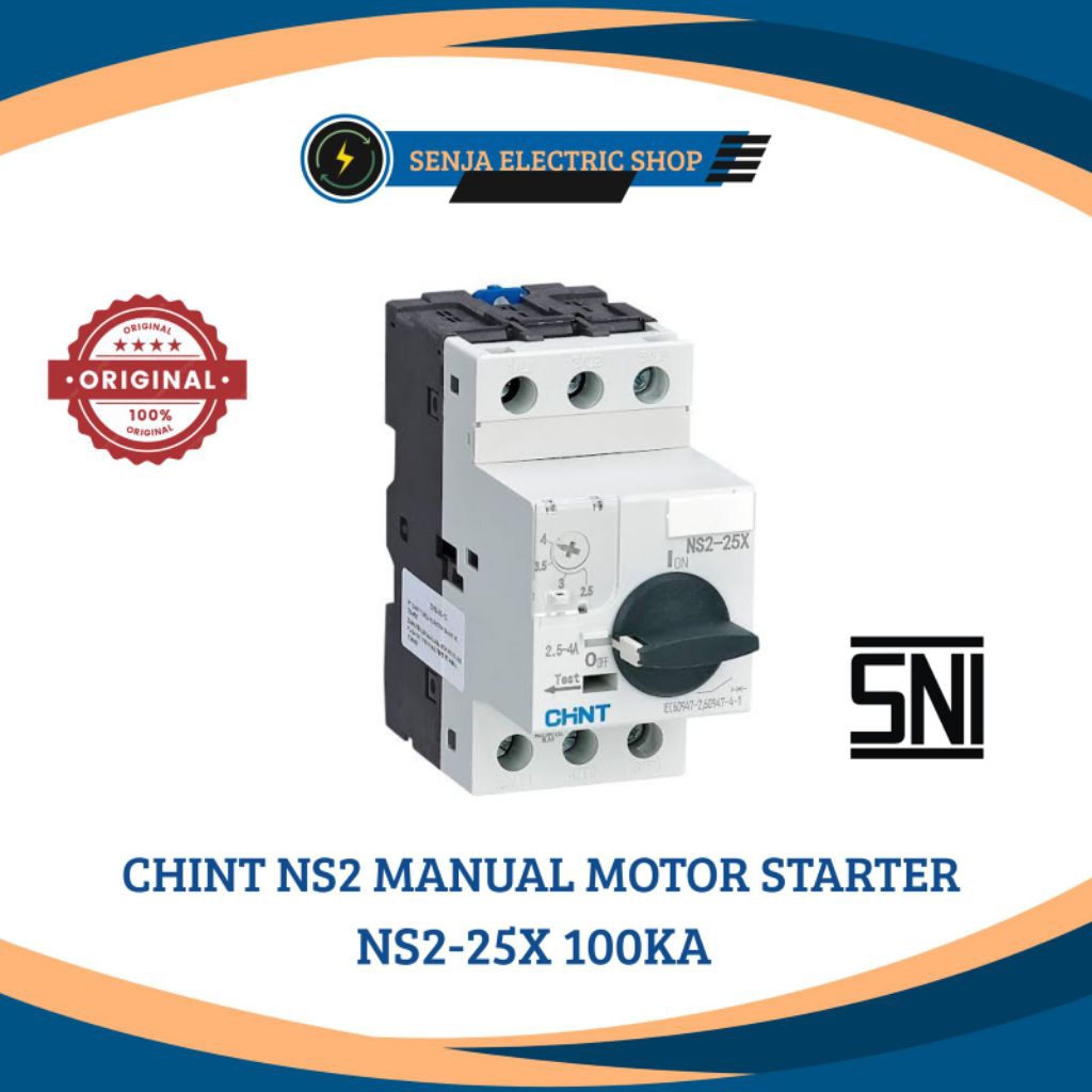 CHINT NS2 MANUAL MOTOR STARTER NS2-25X 0.1-0.16A - 6-10A 100KA CHINT