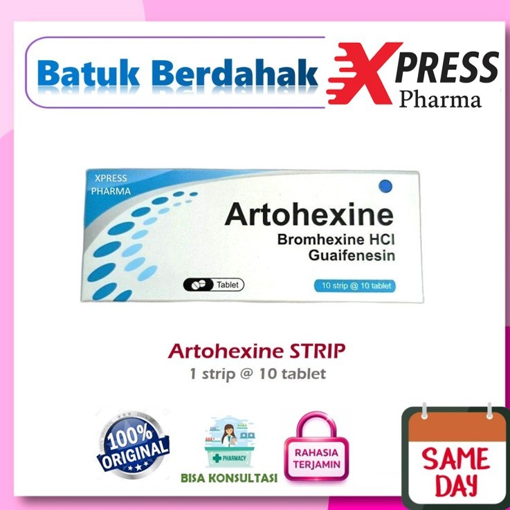 XPRESS  STRIP Artohexine Obat Batuk Berdahak Artohexin Tablet GG Bromhexine Guaifenesin Zc