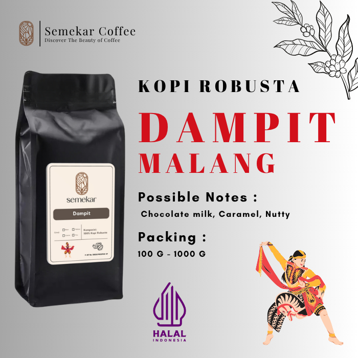 Biji Kopi Robusta Dampit Grade 1 Sangrai 250 Gr