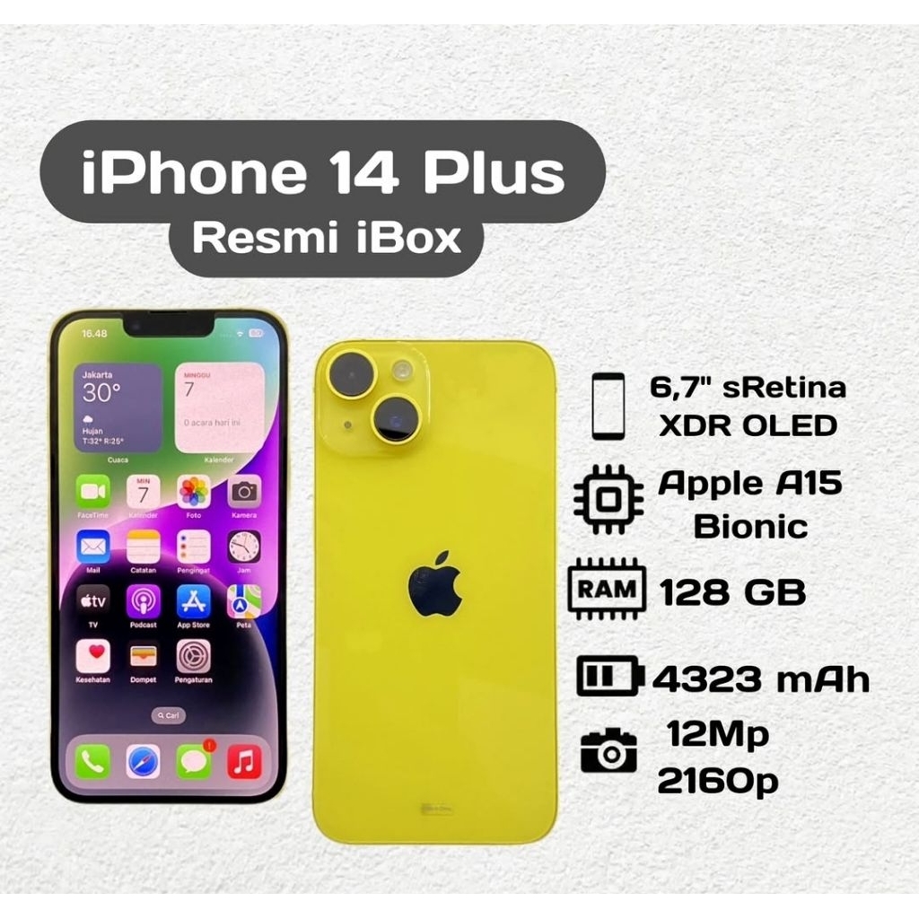 Apple iPhone 14 Plus 128 GB Second Resmi iBox