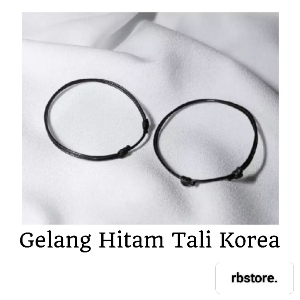 (COD) GELANG TALI KOREA POLOS HITAM