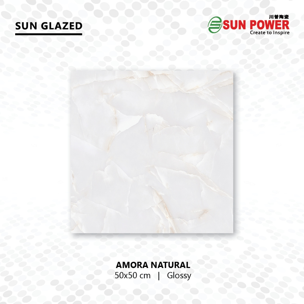SUN POWER Amora Natural 50x50 Glossy – Keramik Tiles (Sun Glazed Tiles) Lantai & Dinding Sun Power C