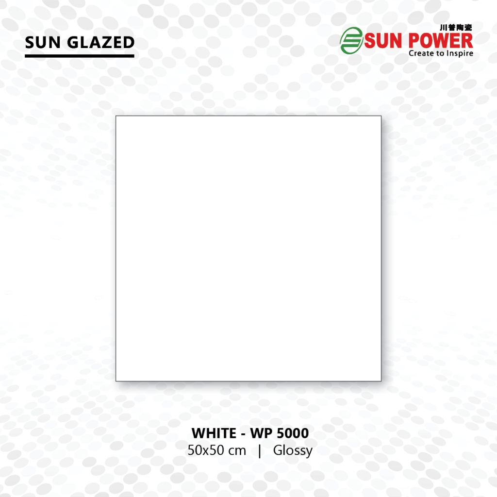 SUN POWER White WP 50x50 Glossy – Keramik Tiles (Sun Glazed Tiles) Lantai & Dinding Sun Power Cerami