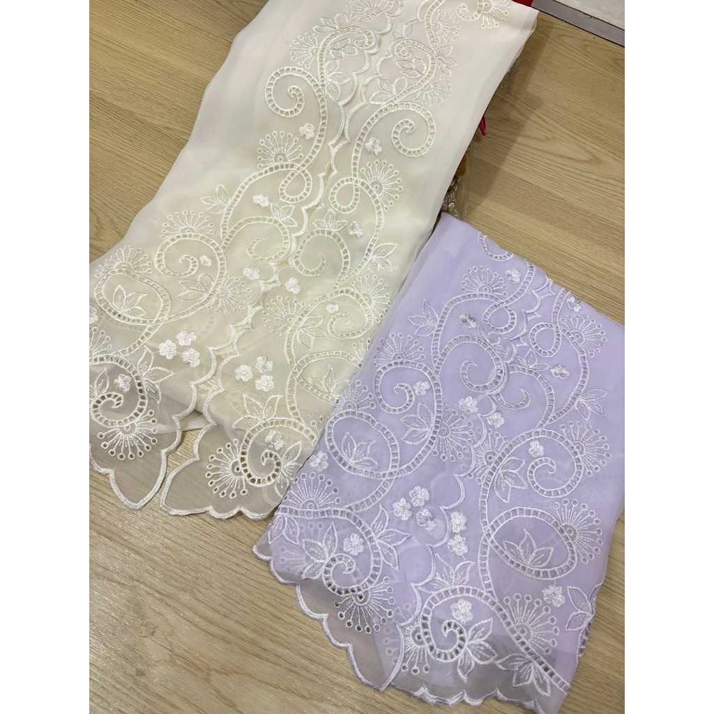 kain kebaya bordiran spesial putih premium