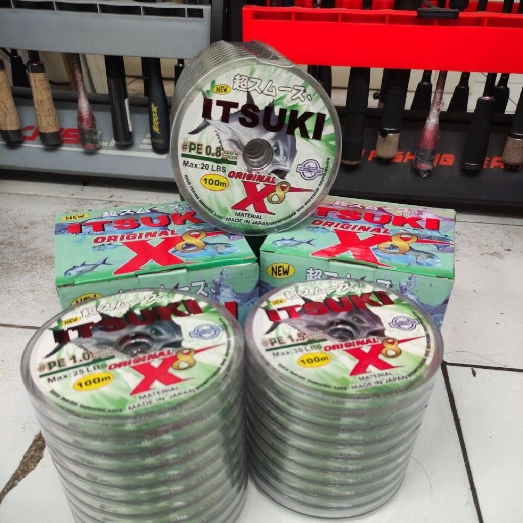 senar pancing PE stella Itsuki X8 100m connecting green colour 0.4 0.6 0.8 1 1.5 sebar PE hijau