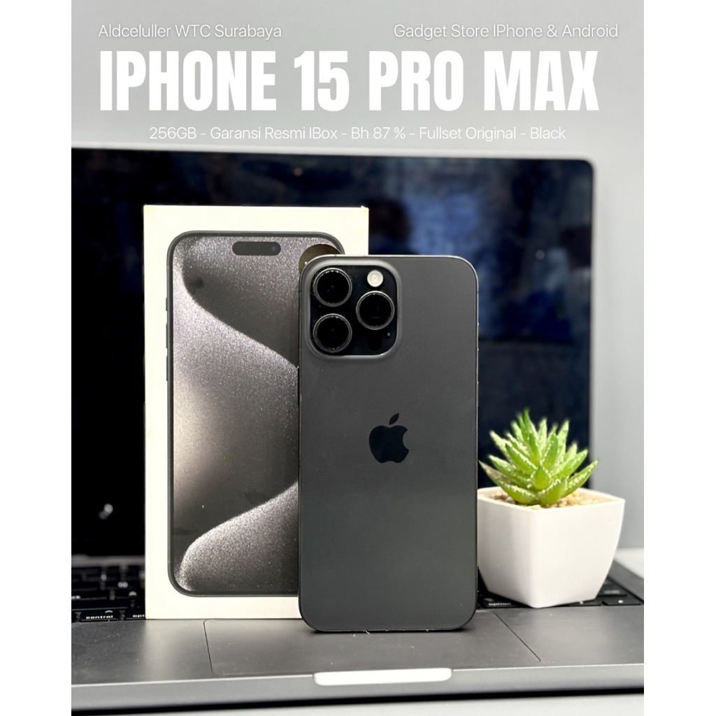 Iphone 15 pro max 256gb black garansi resmi second