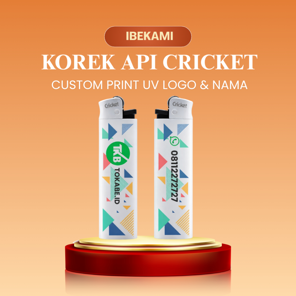 Korek Api Cricket - Custom Print UV Logo & Nama