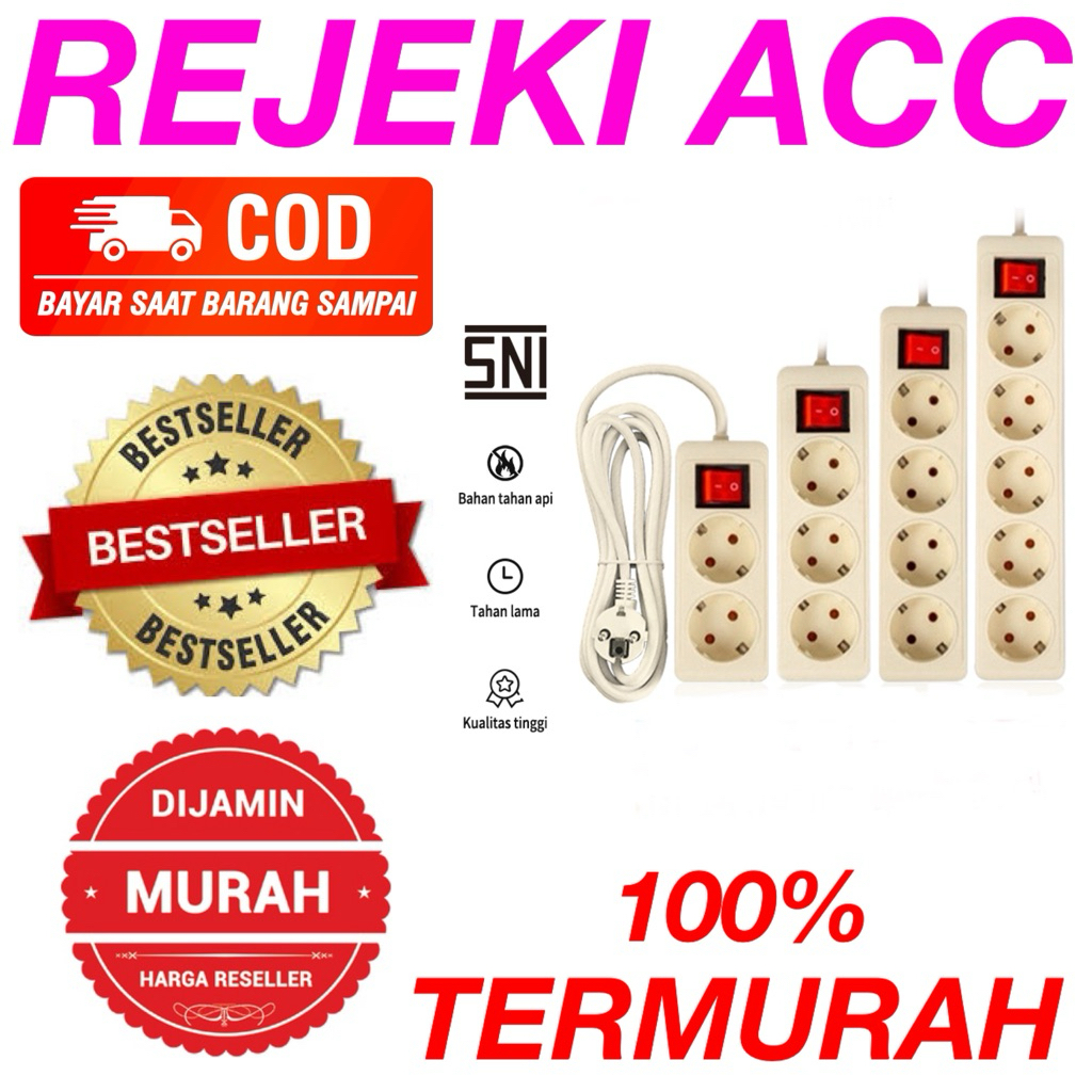 Stop Kontak Kabel 3 Meter Pioline 2/3/4/5 Lubang / Stop Kontak 2 Lubang / Stop Kontak 3 Lubang / Sto