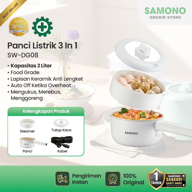 SAMONO Panci Listrik Phone Holder Anti Lengket alat dapur alat masak alat masak listrik panci mpasi 