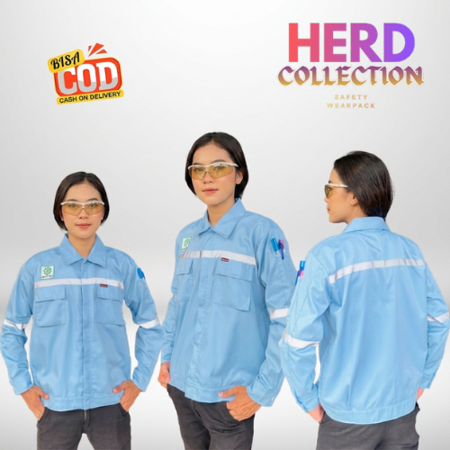 [COD] Wearpack Safety Baju seragam kerja Proyek panjang Pria Wanita Atasan Warna  Biru Telor Asin Po