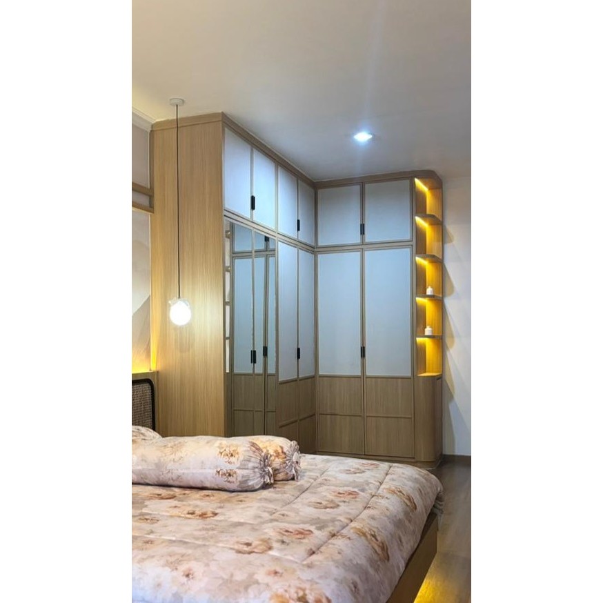 Lemari Pakaian Custom Modern Japandi Style L Shape Sidoarjo