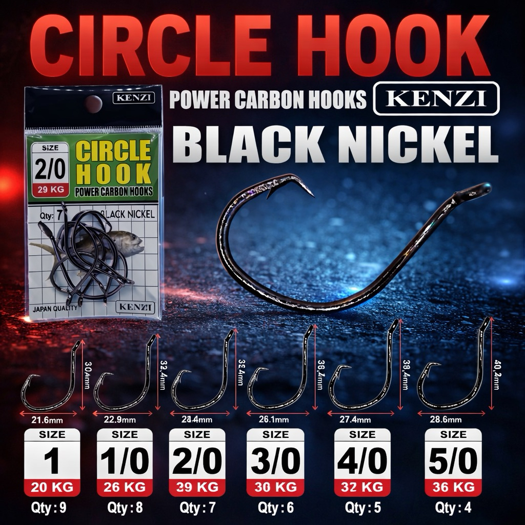 MATA KAIL KENZI CIRCLE HOOK POWER CARBON HOOKS BLACK NICKEL