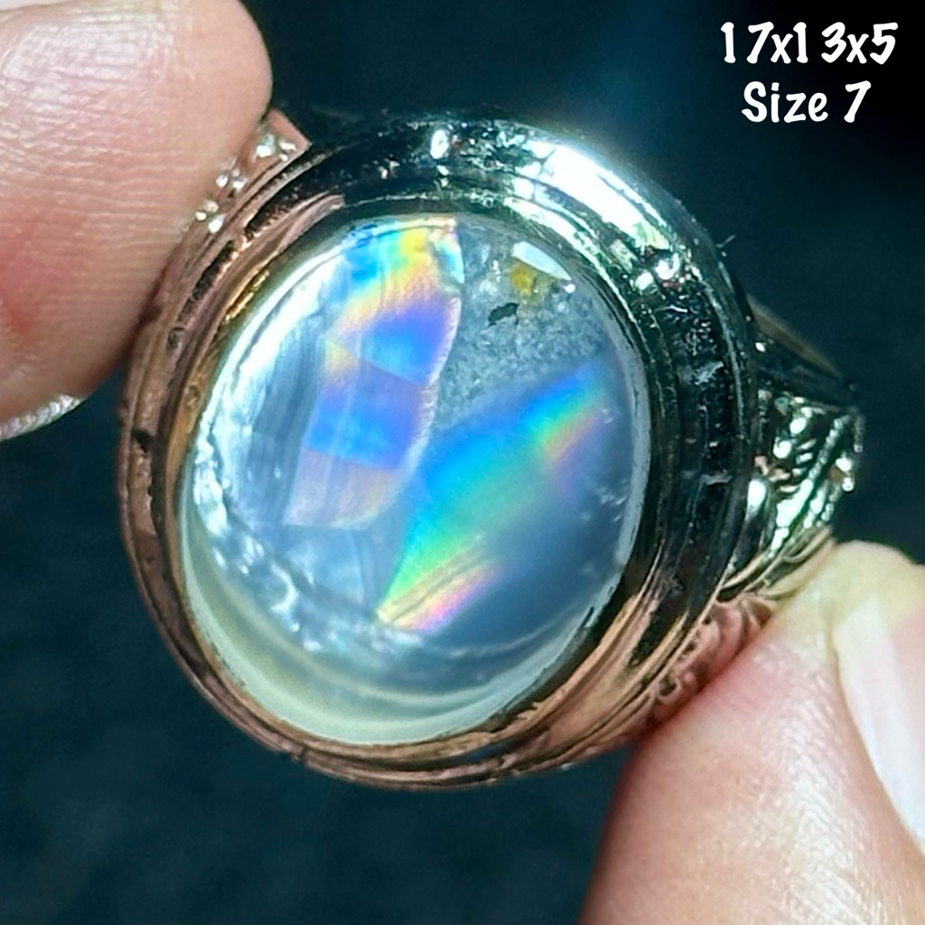 Cincin Batu Akik Natural Iris Junder Pelangi (asli alam)