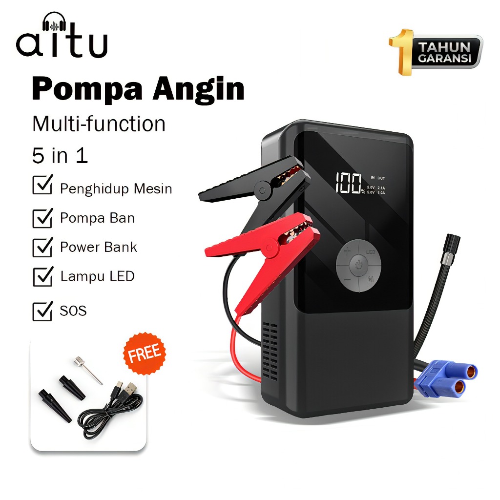 Aitu CYD24 Jumper Starter Aki Mobil Motor 6000 mAh Alat Pompa Ban Motor Dan Mobil Electric Pump Tire