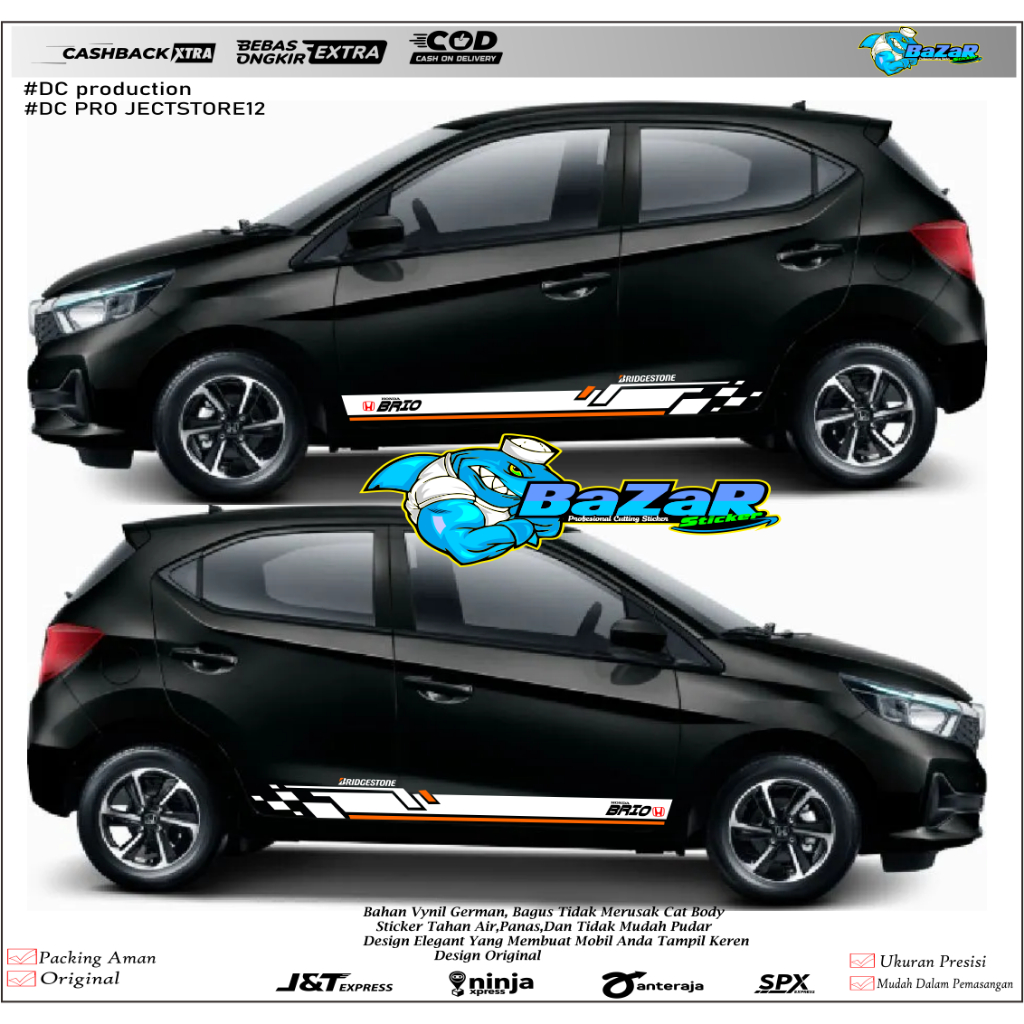 stiker cutting mobil brio stiker list brio sport sticker aksesoris honda brio