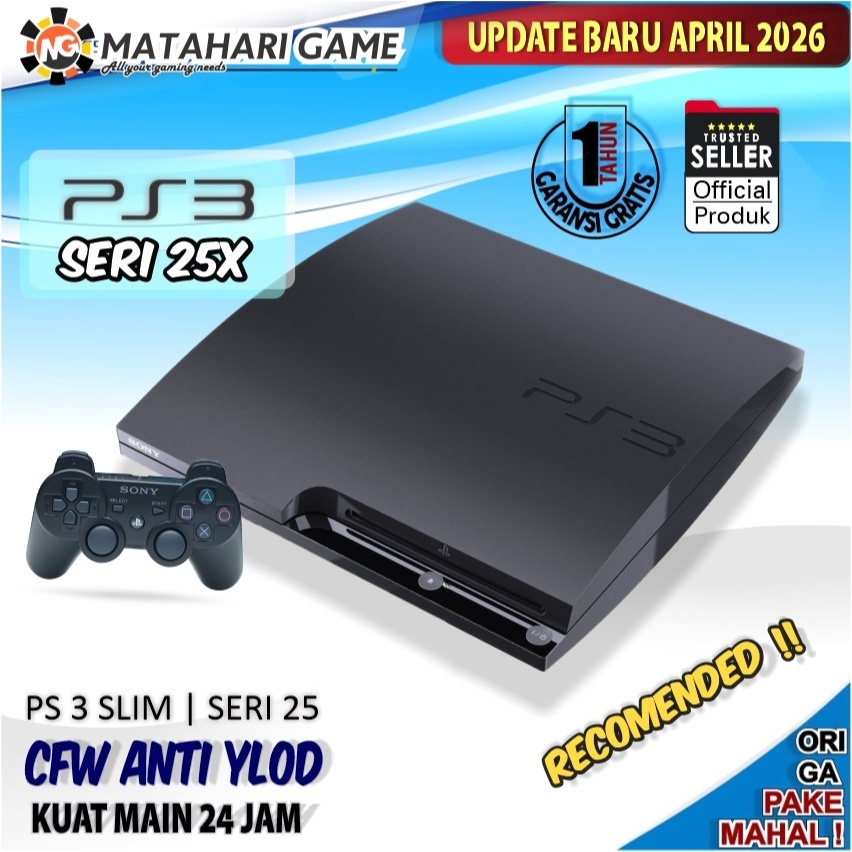 PLAYSTATION 3 PS3 SLIM SERI 25 SONY CFW 500GB +1 TAHUN GARANSI