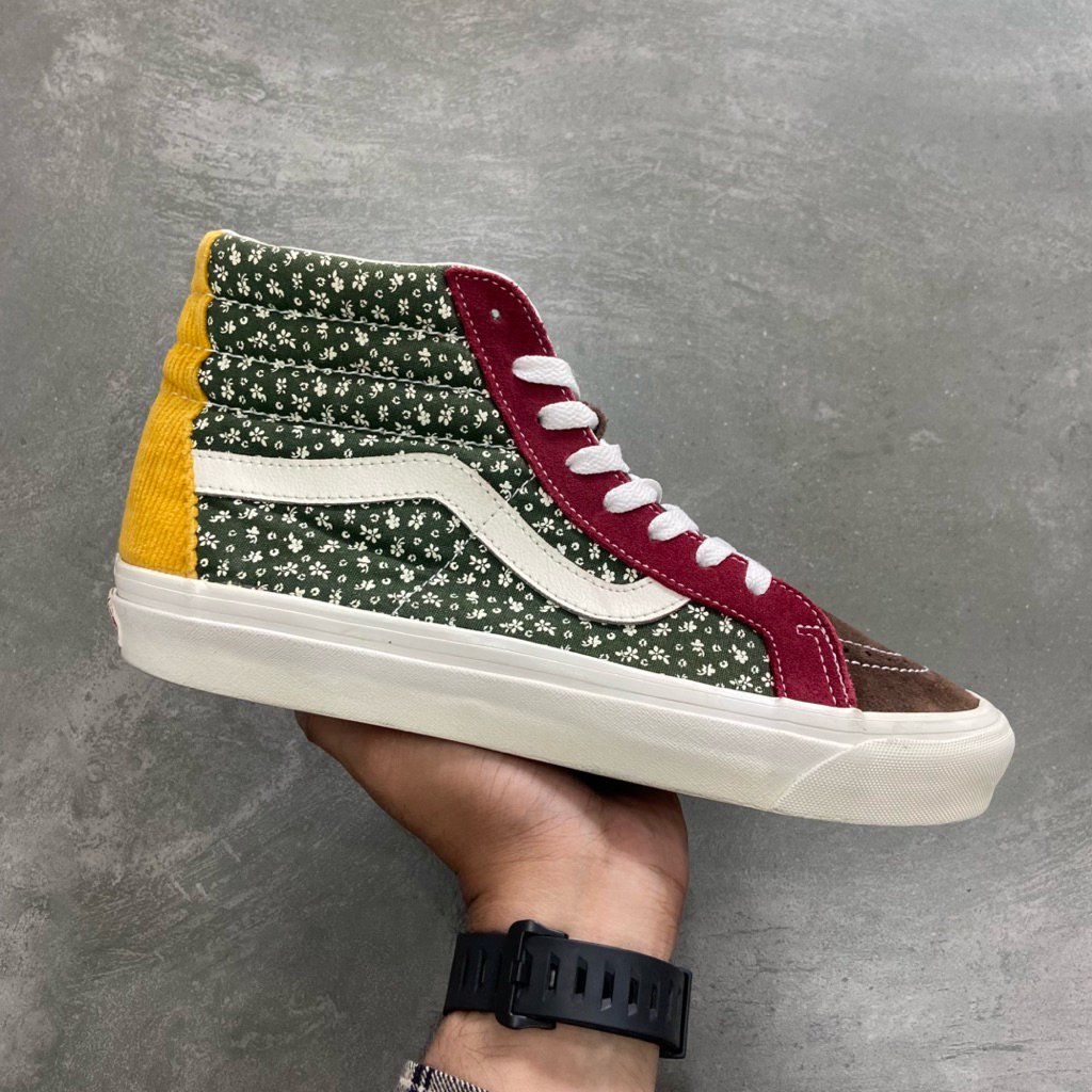 [Size 42] Rare Vans Sk8-Hi Anaheim Factory OG Corduroy Style 38 DX Green Red Multi Floral Yellow (VN