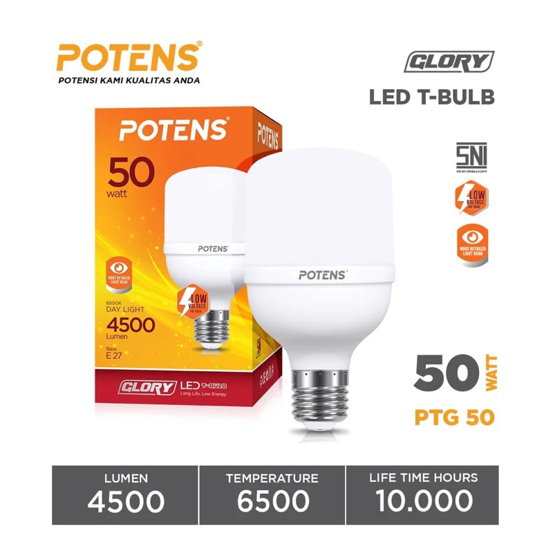 POTENS Lampu LED kapsul / lampu led jumbo / tblue PTG 50/60W 6500K BOHLAM BERGARANSI