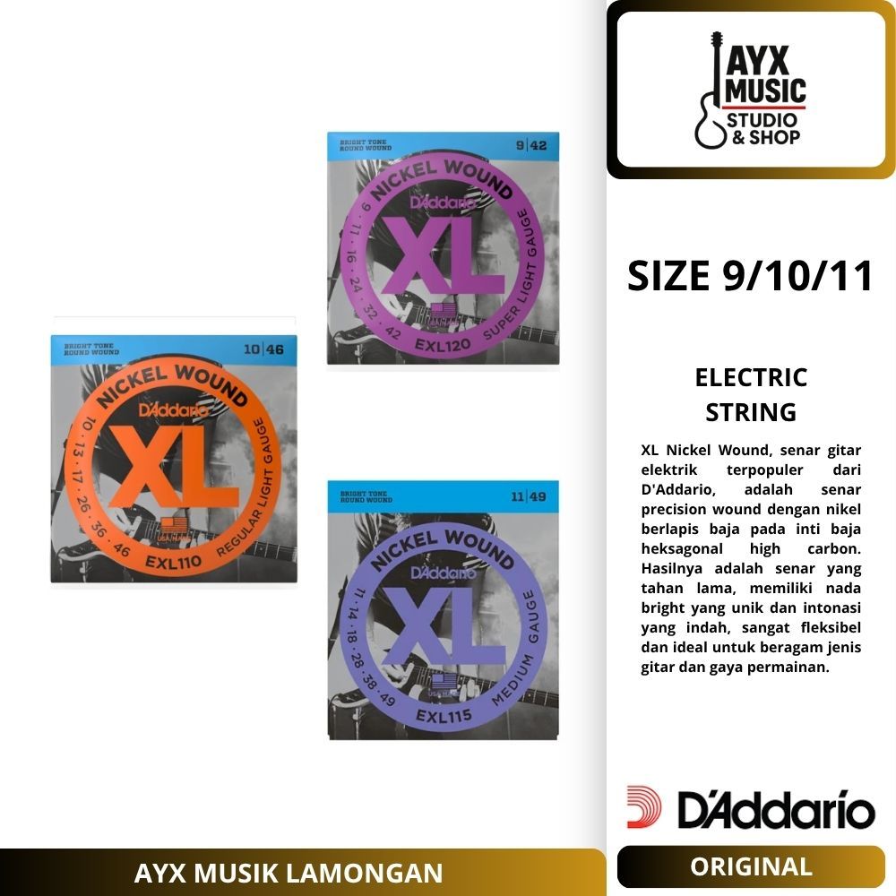 D'Addario XL Senar Elektrik Original | 09-11 | Original | Senar Gitar Elektrik