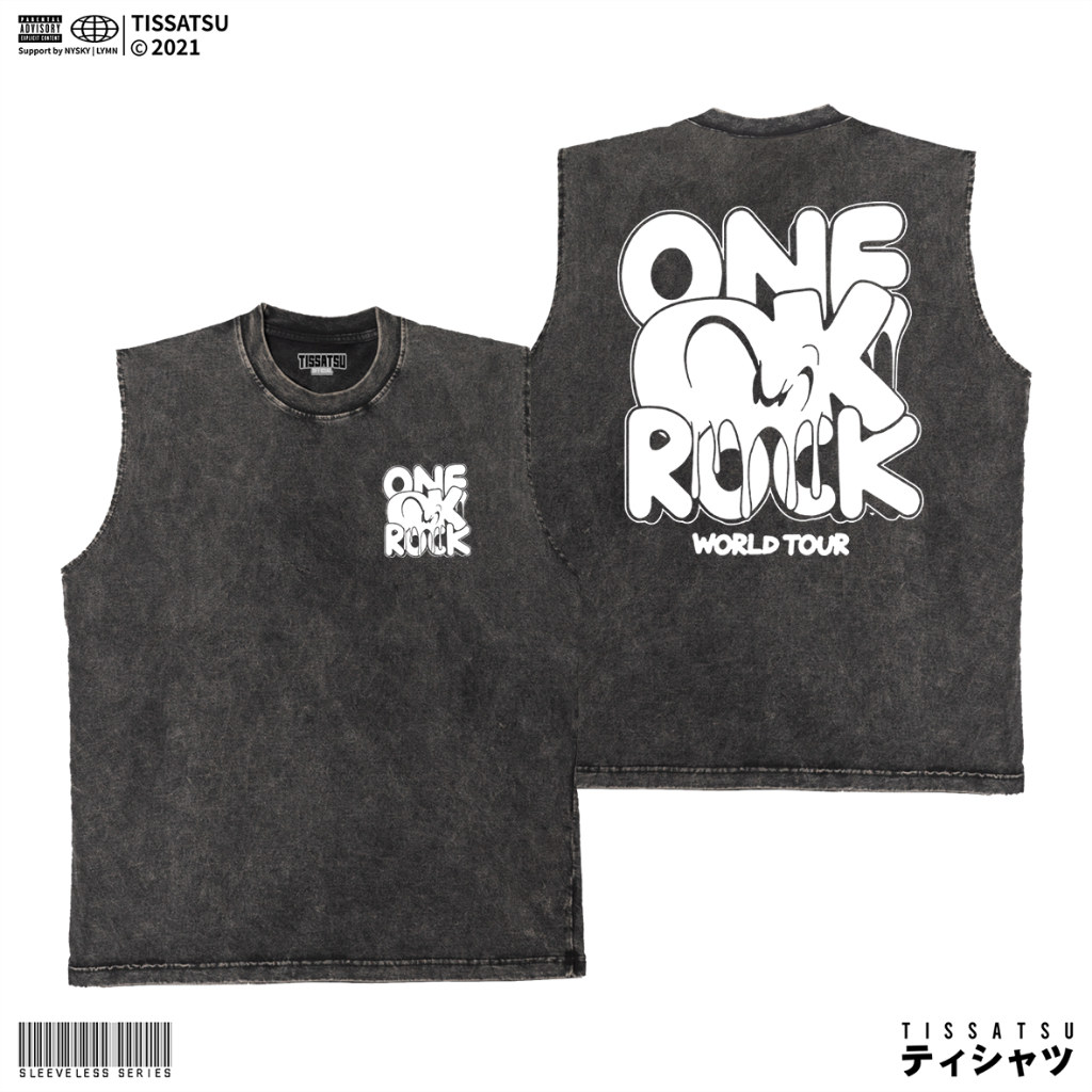 TISSATSU Kaos Singlet ONE OK ROCK Oversize / Sleeveless Band Washed OOR-2