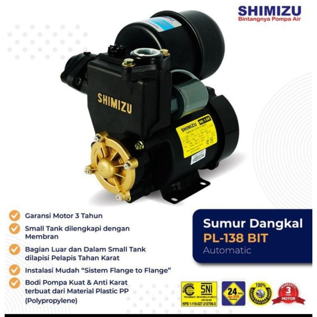 MESIN POMPA AIR OTOMATIS  DANGKAL POMPA SHIMIZU PL138- BIT / pompa air shimizu otomatis