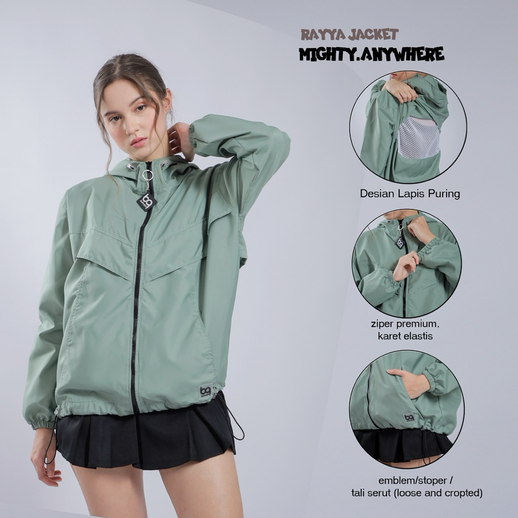 Rayya Jaket olahraga pria wanita polos running  parasut Windbreaker anti hujan UV Olahraga wanita ba