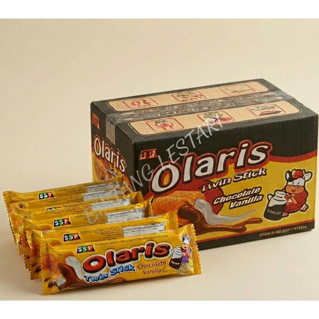 Olaris Twin Stick Chocolate Vanilla Snack 1 Karton (10 Renceng)