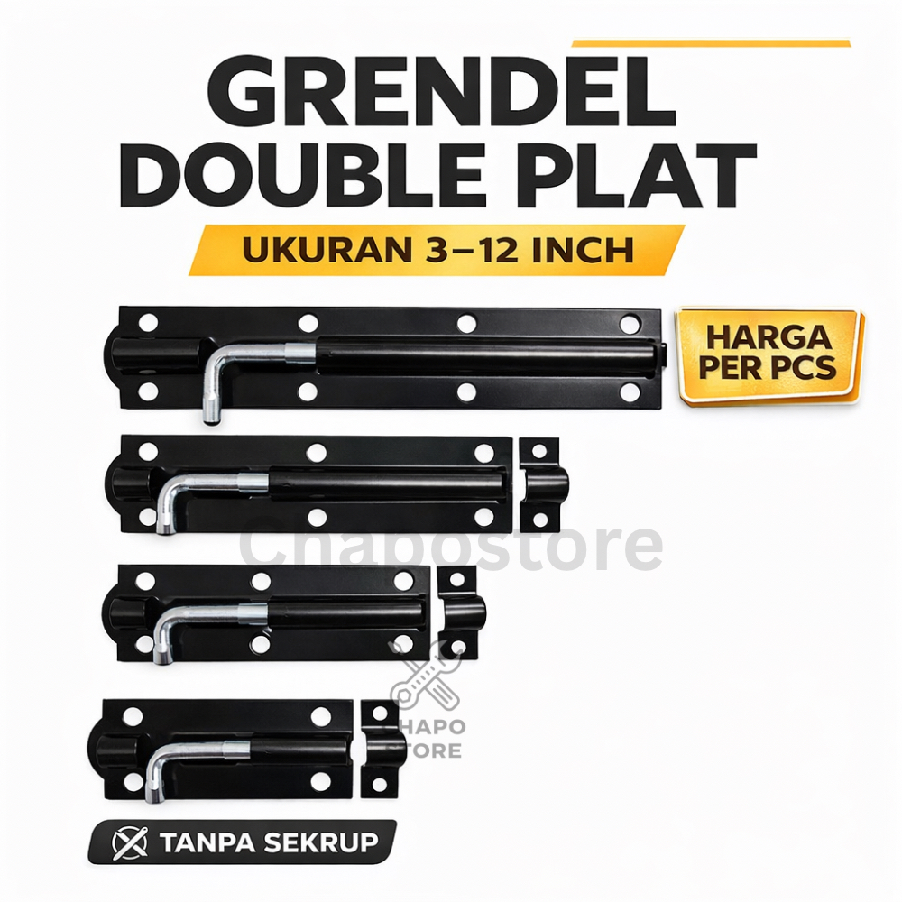 grendel  grendel pintu besi double plat heavy duty kunci pintu geser sliding bolt kuat 3 4 5 6 8 10 