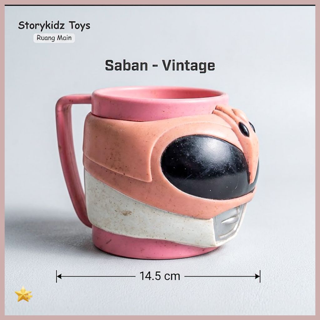 Mug Power Rangers Pink Saban Vintage Original Gelas Karakter Jadul Rare Koleksi Pajangan Cafe Unik