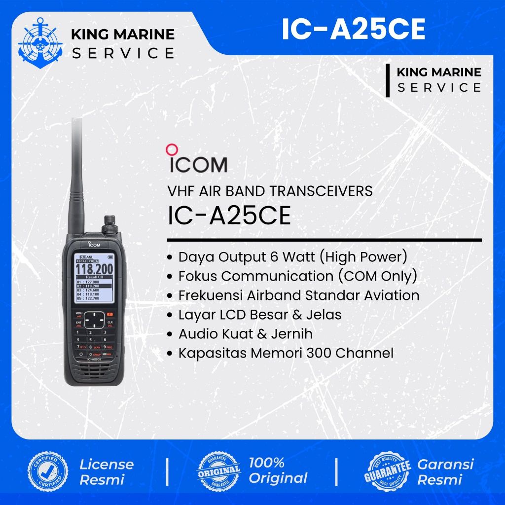 ICOM IC-A25CE Airband VHF 6W Handy Talky Aviation Radio Pilot Original