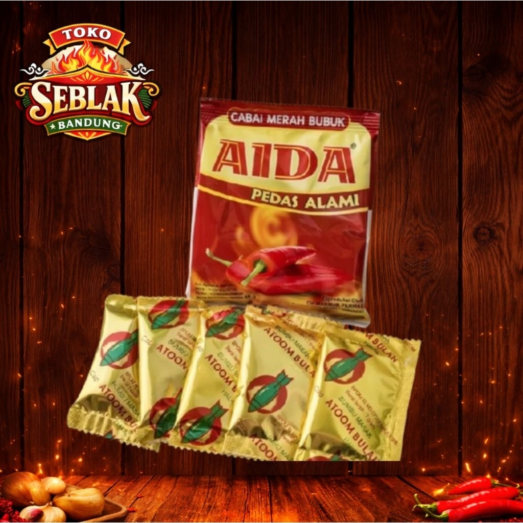 TOKO SEBLAK BANDUNG MIX bumbu pedas aida 1 pcs dan bumbu asin atom bulan 5 pcs bumbu untuk semua cem