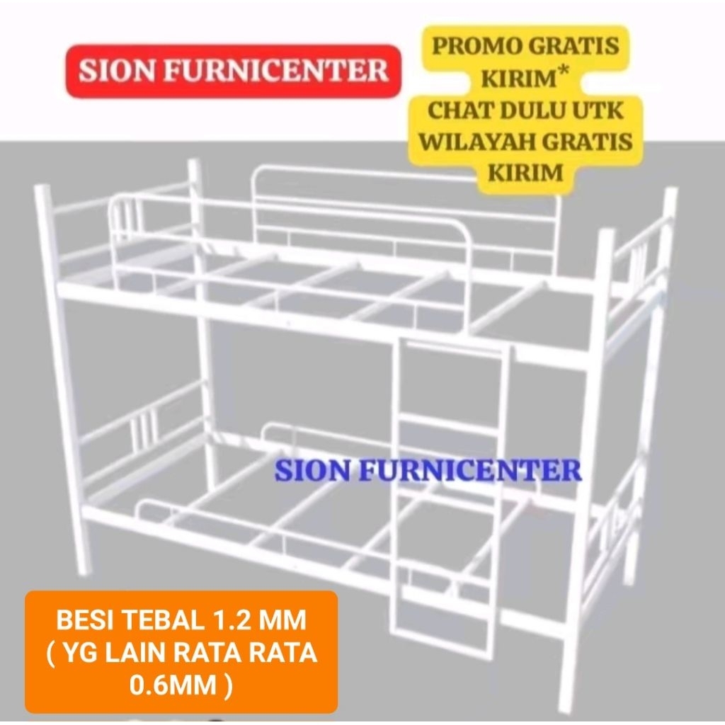 ranjang besi susun 120 / ranjang besi susun 2 / ranjang besi tingkat 2 / ranjang susun 120x200 / ran