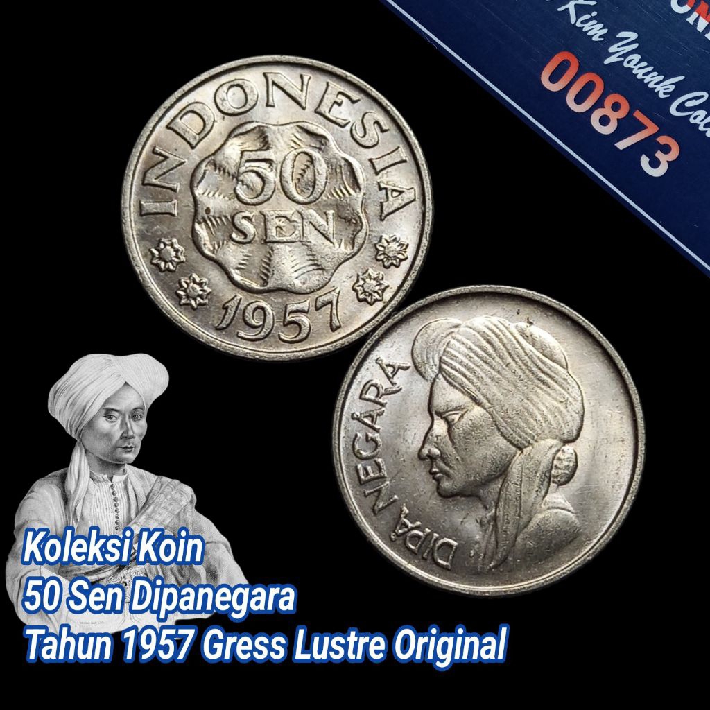 UKI057Coin 50 Sen (DIPANEGARA) Thn 1957 Gress Lustre Original