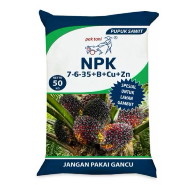 1kg Pupuk NPK 7-6-35+B+Cu+Zn spesial untuk lahan gambut pak tani kemasan repack original. Pupuk Orig
