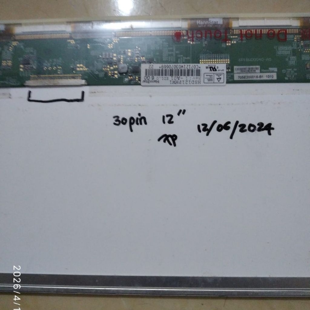 Layar LCD Notebook 12" Tebal 30pin Non Inverter HannStar | Second Normal