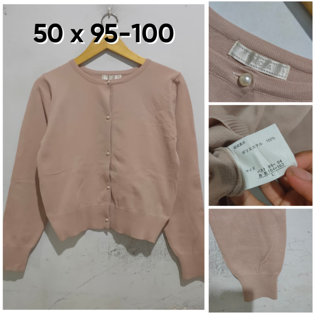 Cardigan Trudea Choco Pink O Neck Size M Fit L Wanita Cardi Knit Rajut Empuk E023