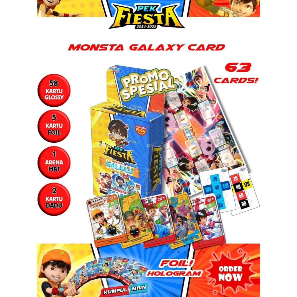 Paket Lengkap Kartu BoBoiBoy Pek Fiesta isi 58 Kartu + 5 Foil + Arena Mat
