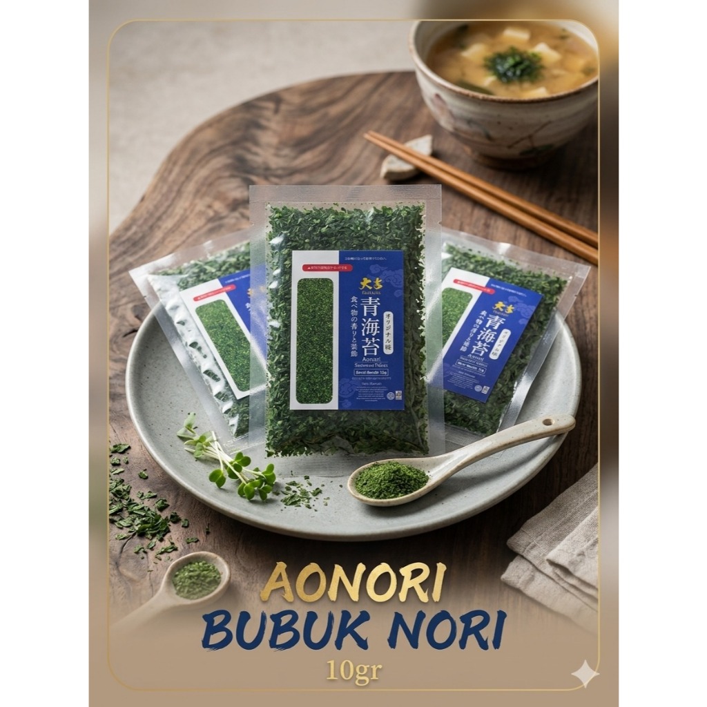 10 Gr Aonori Bubuk Nori Halal – Topping Takoyaki, Okonomiyaki, Ramen & Snack Jepang