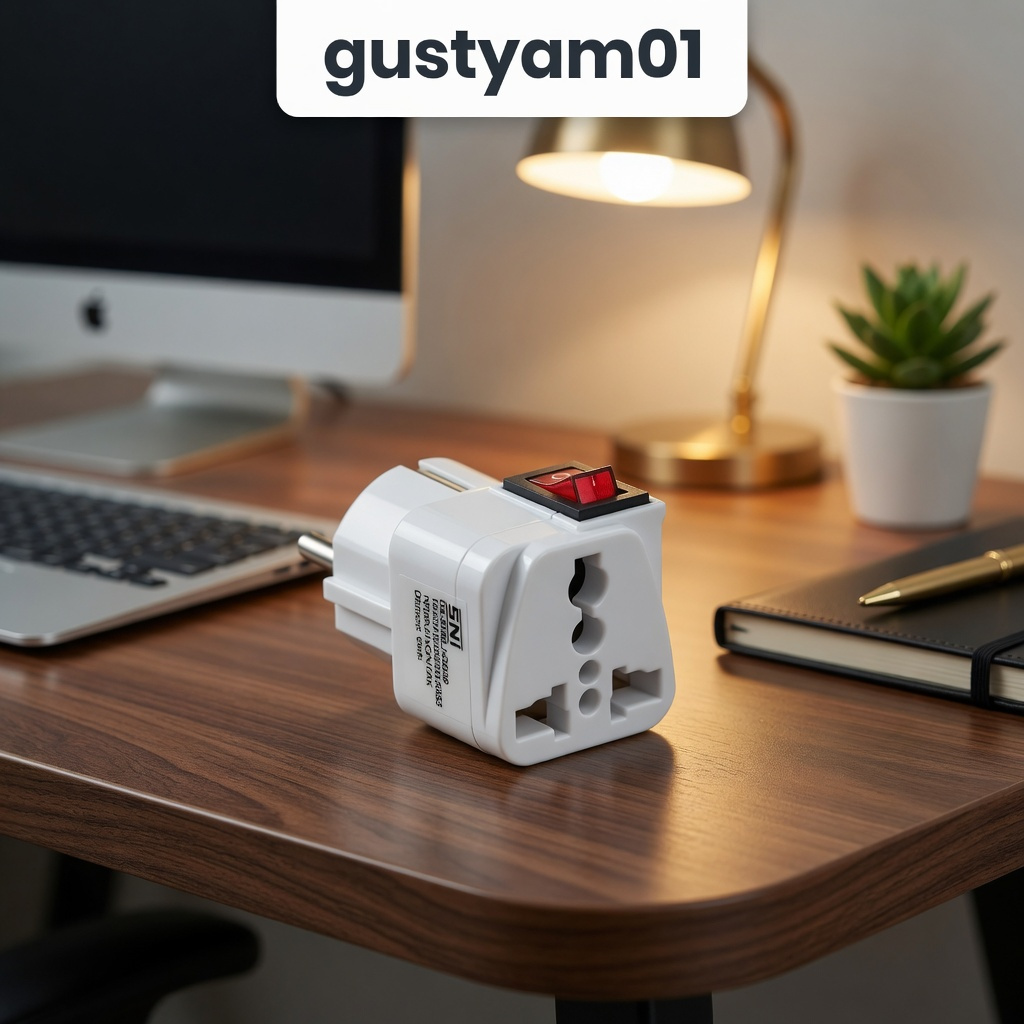 Adaptor Travel Krisbow Steker Arde dengan Switch ON OFF | Colokan Listrik Portable Praktis Dibawa Ke