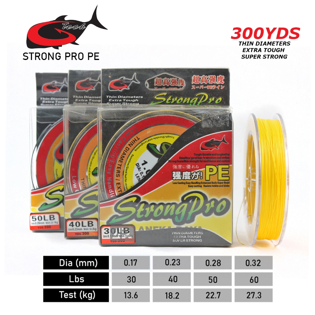 SENAR PE PANCING G-TECH STRONG PRO 300YDS - 30LB - 60LB - 50LB - 40LB