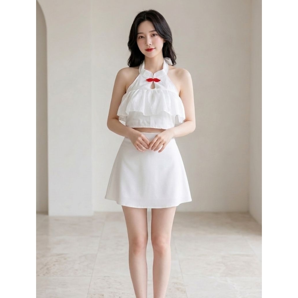 One set wanita cheongsam tanpa lengan