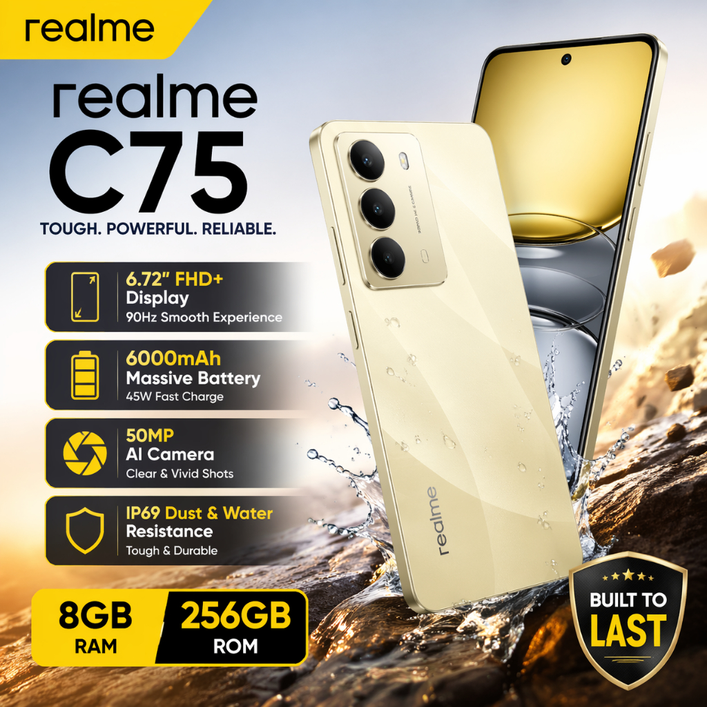 REALME C75 RAM 6GB/8GB ROM 128GB/256GB Smartphone Baterai Besar Kamera AI Layar Luas HP Android Terb