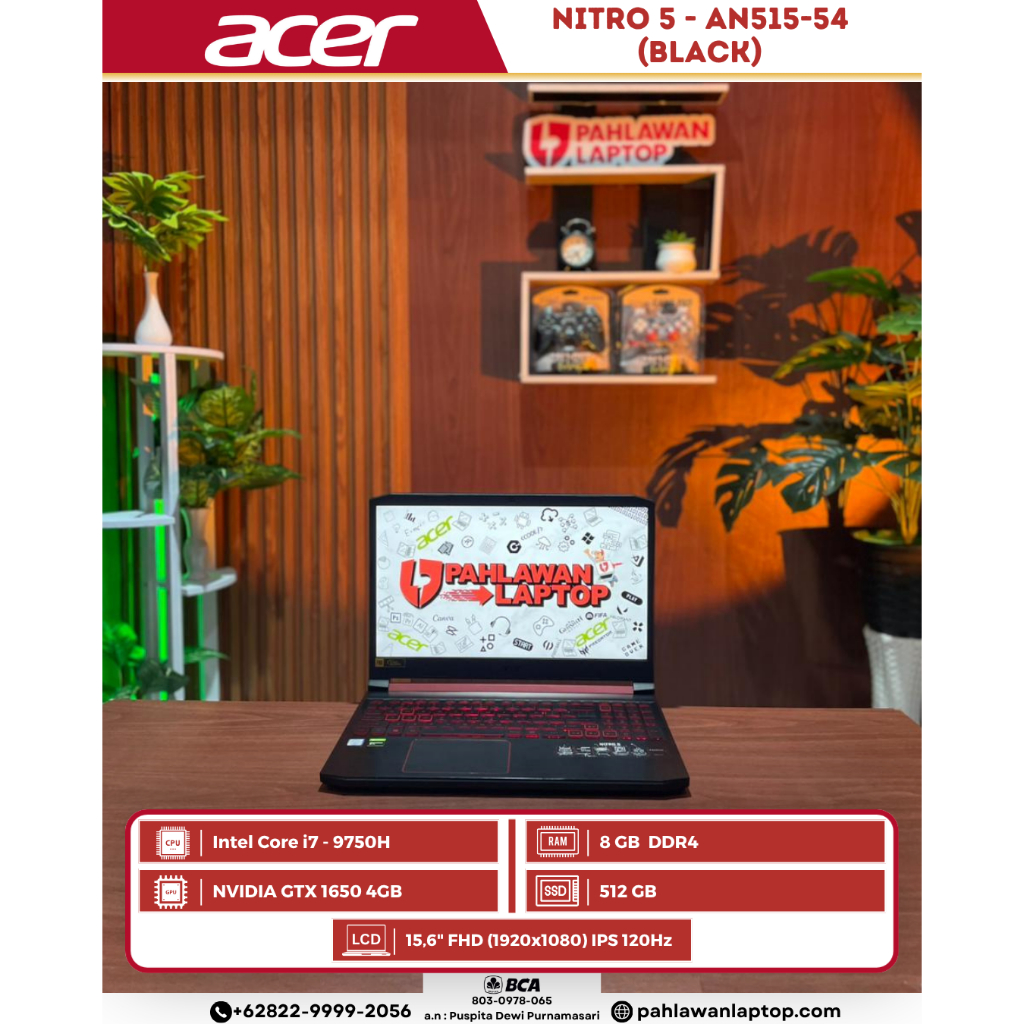 Laptop Acer Nitro AN515 Intel Core i5-10th gen/8/512/NVIDIA GTX 1650