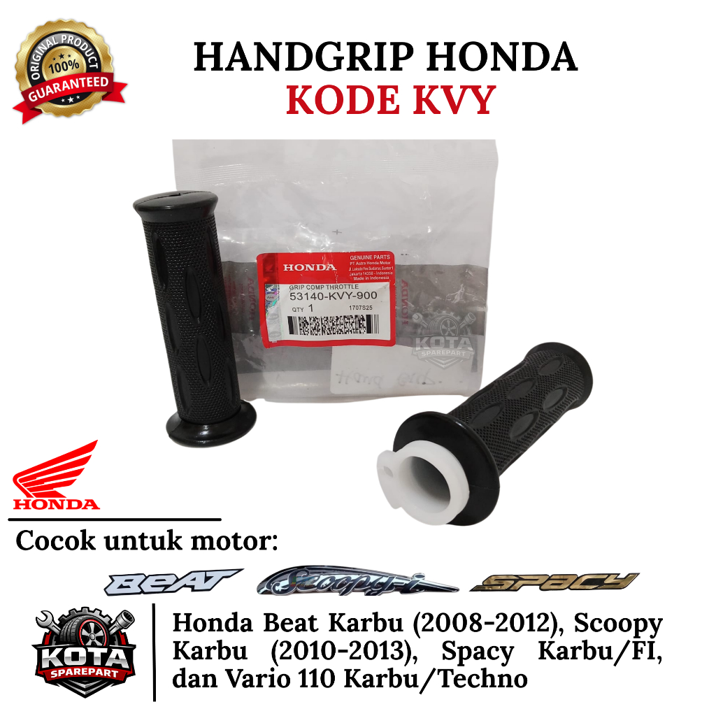 HANDGRIP ORIGINAL HONDA KODE KVY UNTUK MOTOR HONDA BEAT KARBU (2008-2012), SCOOPY KARBU (2010-2013),