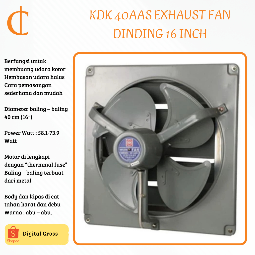 KDK 40AAS Exhaust Fan Dinding 16 Inch