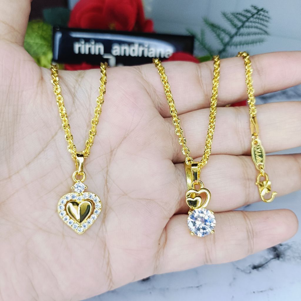 kalung Nuri kecil love 2 45cm dan 50cm lapis emas yaxiya